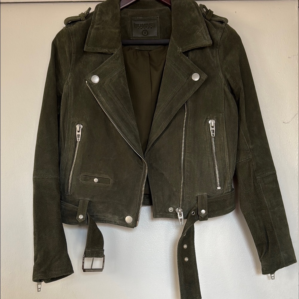 Blank NYC Olive Green Suede Biker Jacket